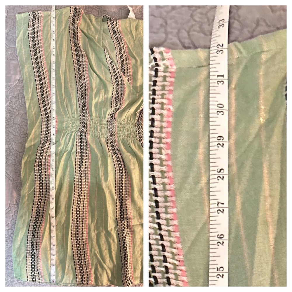 BECCA Radiance Woven Stripe Tunic Rayon Metallic Swim Cover Sage Size M/L - Picture 8 of 8